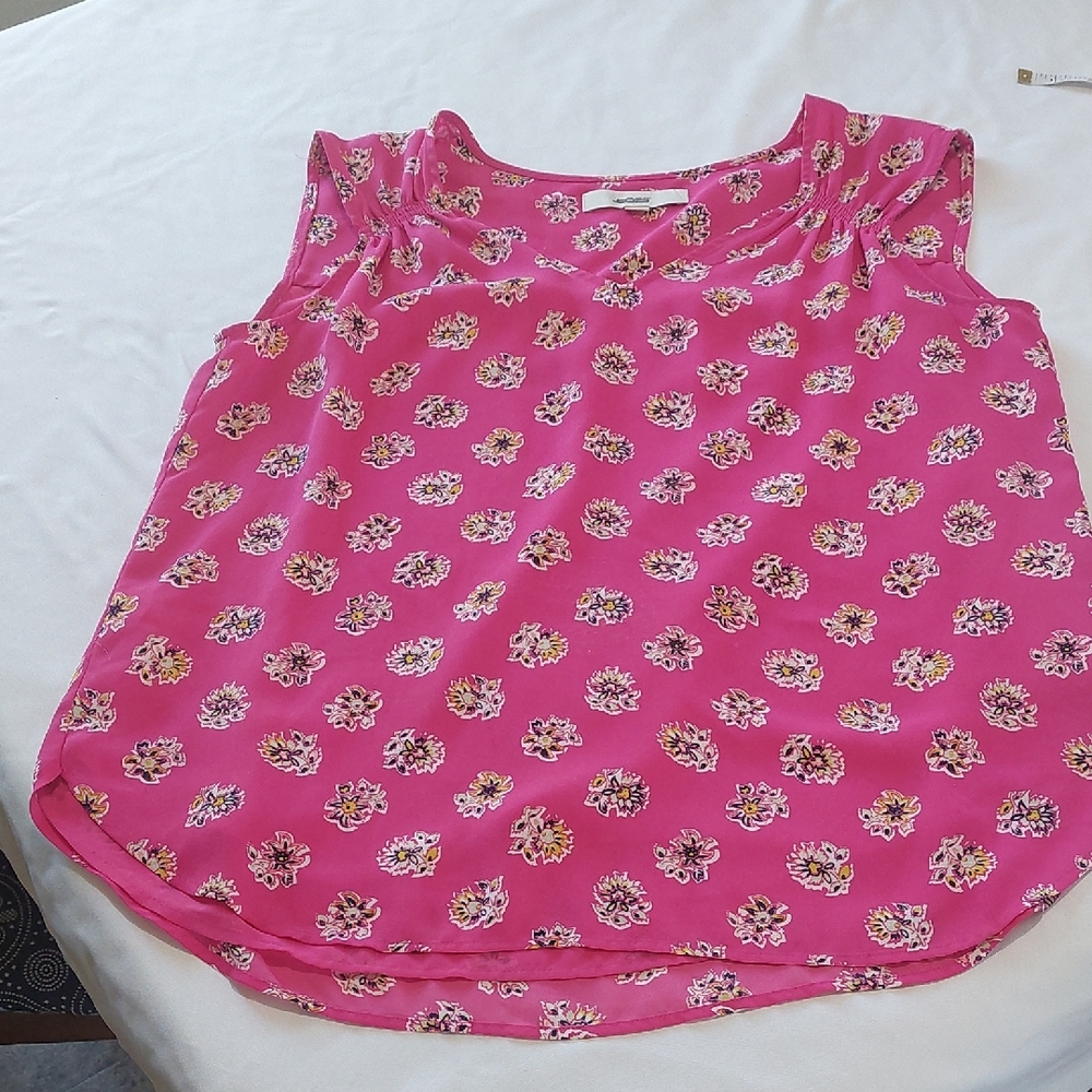LOFT Hot Pink Floral Tank Top.Size Small